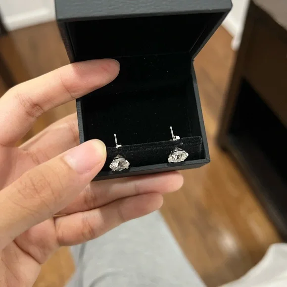 Lab Diamond Stud Earrings 14k Solid WG 4.55 CTW - Picture 3 of 5
